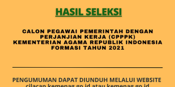 Hasil Seleksi Calon Pegawai Pemerintah Dengan Perjanjian Kerja (CPPPK) Kementerian Agama Formasi Tahun 2021.